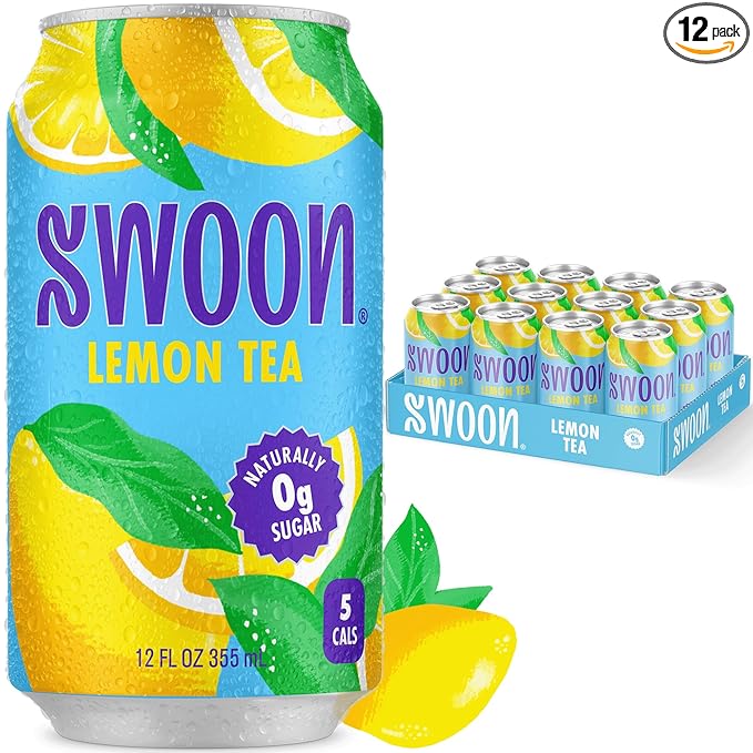 Swoon Lemon Tea - Sugar Free, Low Carb, Paleo-Friendly, Gluten Free - Flavored Keto Drinks Made with Organic Black Tea and Sweetened by Monk Fruit and Stevia (Pack of 12)
