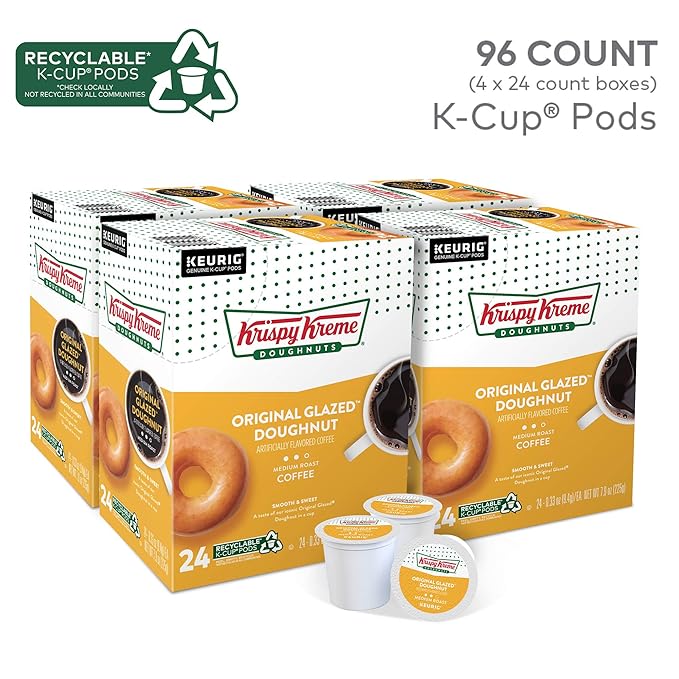 Krispy Kreme Original Glazed Doughnut, Single-Serve Keurig K-Cup Pods, Flavored Medium Roast Coffee, 96 Count