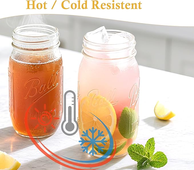 Half Gallon Glass Pitcher With Lid 64 Oz Wide Mouth Mason Jar Cold Hot Water Pitcher 2 Quart Sun Tea Glass Jar For Outside For Fridge Lemonade, Beverage,Milk,Juice, Cold Brew Iced Tea Container