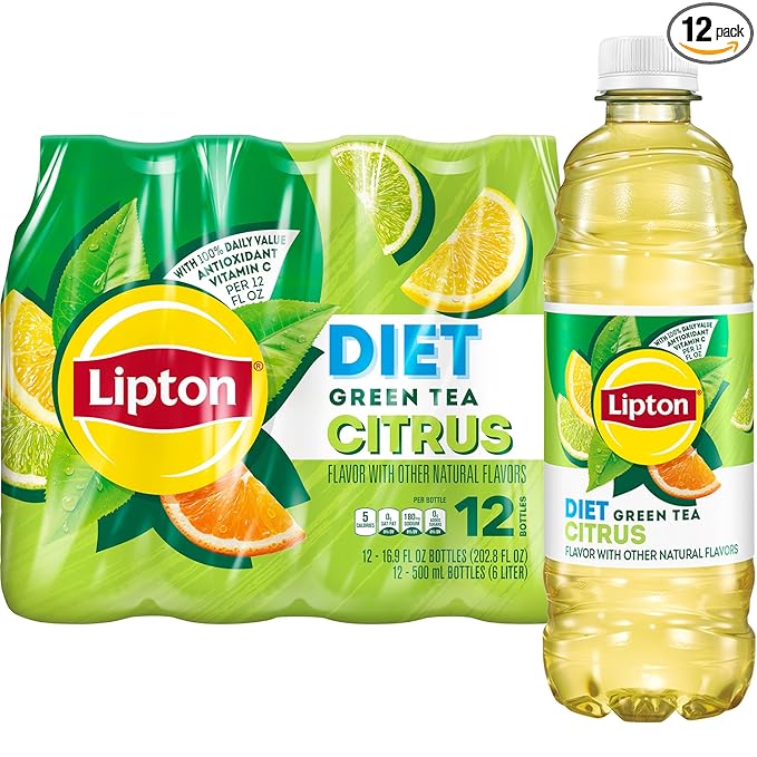 Lipton Diet Green Tea Citrus, 16.9 Fl Oz Bottles (Pack of 12)