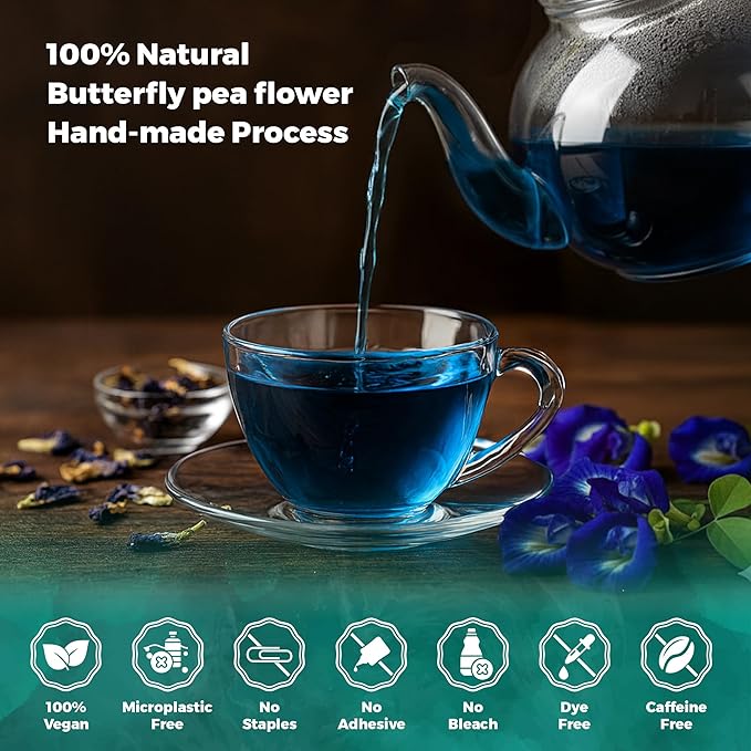 Lavitali, Butterfly Pea Flower Tea | 120 bags, 100% Pure Herbal Tea | Caffeine-Free, Antioxidant-Rich, Eco-Friendly Filter Bag | Daily Natural Botanical, Hot or Iced Floral Infusion