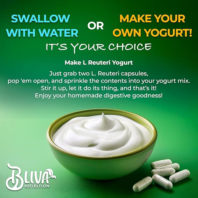 BLIVA Lactobacillus Reuteri Capsules – L Reuteri - 50 Billion CFU per Serving - Highest CFU Count L Reuteri Supplement - 90 Capsules