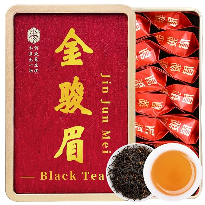 XIXICHA Jin Jun Mei Tea Premium Golden Monkey Tea Loose Leaf Black Tea Chinese Authentic Wuyi Mountain Black Tea No additives All-natural 120g/4.23oz （20 bags）金骏眉袋泡 独立包装茶叶