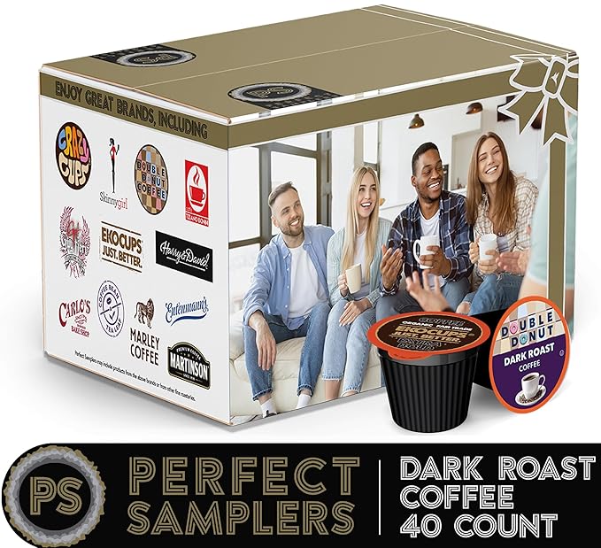Perfect Samplers Dark Roast Coffee Pod Variety Pack - Pack for Keurig K Cups Coffee Makers, Bold 40 Count