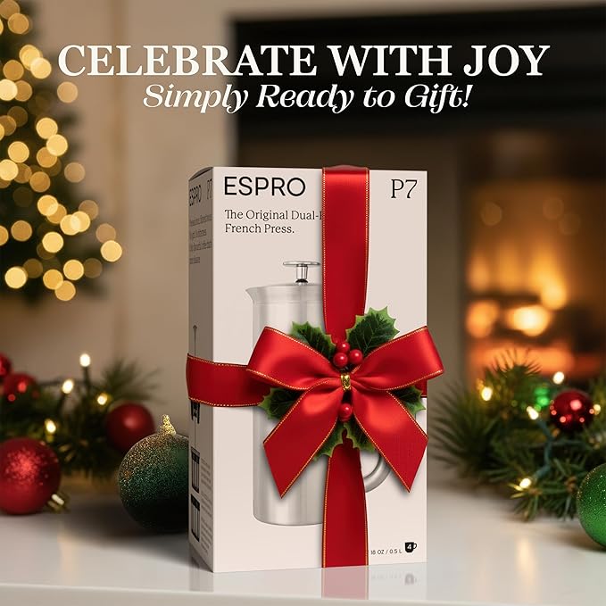 ESPRO P7 Polished French Press Stainless Steel 304 – Patented Double Walled Micro-Filter Insulated French Press Coffee Maker, Grit-Free Brew - Heat Resistant BPA Free (18oz)