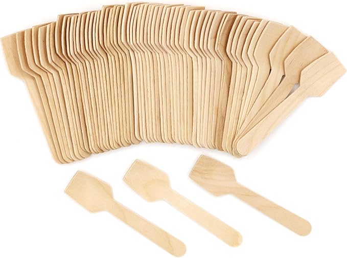 200 Pcs Wooden Ice Cream Spoons - 3.8 Inch Biodegradable & Compostable Mini Wooden Spoons for Tasting, Desserts, and Sampling, Idea for Baby Shower, Party Supplies