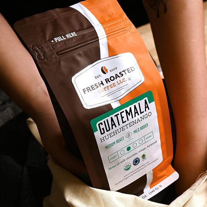 Fresh Roasted Coffee, Organic Guatemala | Single Origin, USDA Organic, Mold & Myco 3rd Party Tested, Kosher | Medium Roast 12 oz Ground