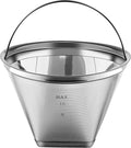 Reusable #4 Cone Shape Coffee Filter Permanent 6-10 Cup Stainless Steel Coffee Filter for Cuisinart Maker Ninja Coffee Bar Brewer -BPA Free