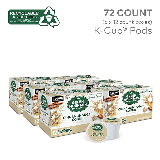 Green Mountain Coffee Roasters Cinnamon Sugar Cookie Coffee, Keurig Single Serve K-Cup Pods, 72 Count