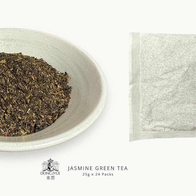 Dong Jyue Premium Jasmine Green Tea, Commercial-Use Tea Bags, 25g Large Bags, 24 Count (Pack of 1), Taiwanese Jasmine Green Tea for Green Milk Tea & Fruit Tea | Enjoy Hot or Iced | 21.16 oz / 600g Total