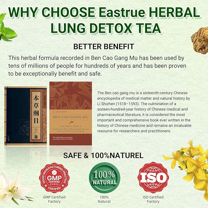 Orangic Mullein Detox Tea for Lungs,Smoker,Respiratory Support-Pure Mullein Leaf Herbal Tea for Lung Cleanse,18 Premium Herbs Blend,Breath Easy Tea,Caffeine Free,100% Natural,30 Tea Bags