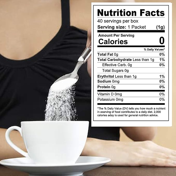 Sweet Nature | Stevia Erythritol Sweetener Powder - Keto Sugar Substitute for Diabetics - Vegan, Low Carb, Healthy, Natural, and Kosher (100 Packets)