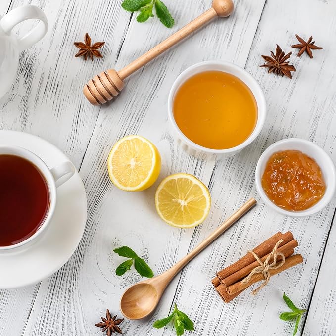4pcs 6inch Honey Dipper Stick,Long Handle Coffee Stirring Spoons,Wooden Honey Jar Spoons Stirrer,Dessert Iced Tea Cocktail Mixing Spoons for Home Kitchen