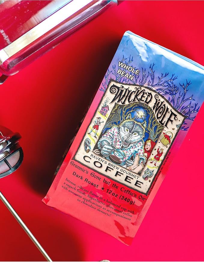 Raven's Brew Coffee - Wicked Wolf - Dark Roast - 12 oz Ground - Full Body of Currant and Spice (Pack of 2)