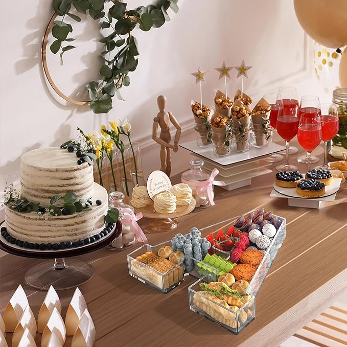11" Acrylic Letter Charcuterie Tray, Charcuterie Letters Fillable Box for Food, Reusable Serving Cake Candy Dish Display Tray for Birthday Anniversary Party Decoration (Letter A)