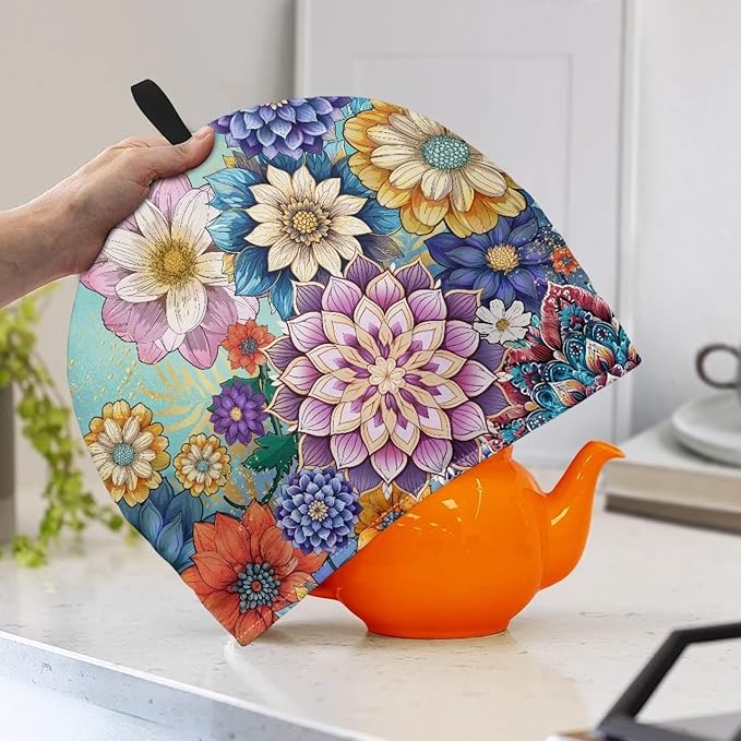 Mandala Tea Cozies Covers Designed in England Tea Pot Cozy for Keeping Warm Dust Proof Teapot Insulation Cover for Kitchen Decor