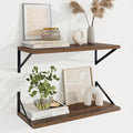 Axeman Deep Floating Shelves for Wall - 24 Inch Wide x 10 Inch Deep Floating Shelves Set of 2 -Walnut Wide Wall Shelves for Living Room Bathroom Bedroom