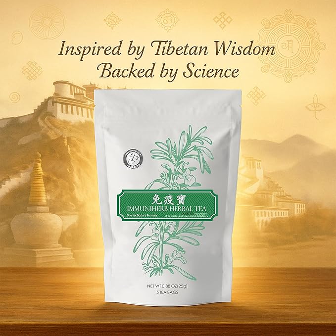 Herb Guru Immuniherb Herbal Tea Bags – Herbal Teas Blend For Respiratory Comfort With Ginger, Licorice Root, Mint, & Chrysanthemum, 0.88 Ounces