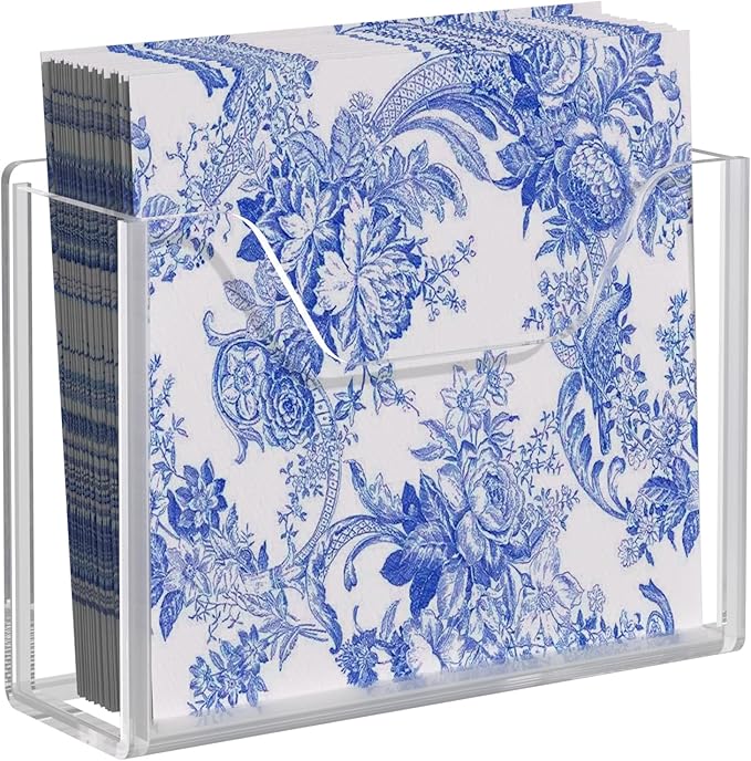 Napkin Holder, Clear Acrylic Guest Paper Towel Holder for Bathroom Washbasin Side, Vertical Rectangular Disposable Hand Towel Paper Waterproof Lucite Holder Organizer for Kitchen Hotel Restaurant Use
