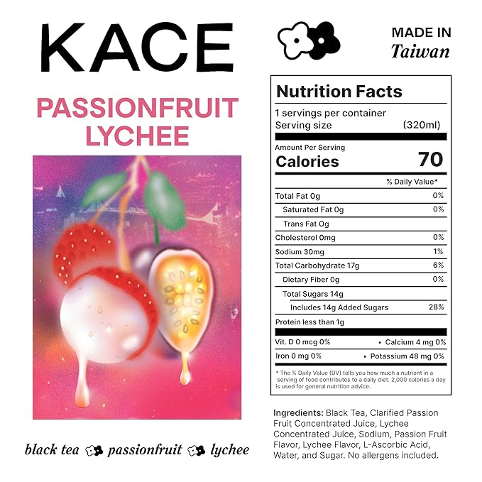 Passionfruit Black Iced Tea Tropical Blend with Sweet Lychee and Tangy Passionfruit Refreshing, Earthy, and Aromatic IceTea Beverage Inspired by Taiwan Night Markets - 12-Pack of 320ml