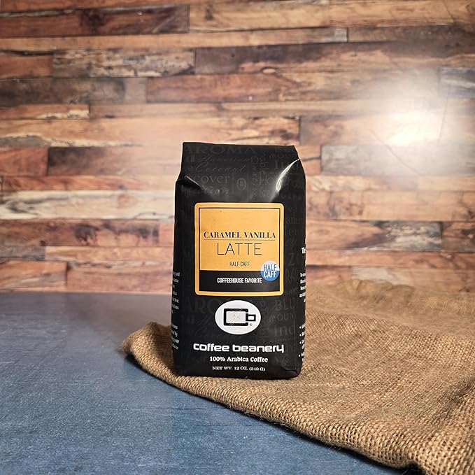 Half Caff Caramel Vanilla Latte Flavored Coffee | 12oz Whole Bean | 100% Specialty Arabica