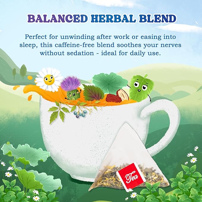 LoveinTea Nighty Night Sleep Herbal Tea Bags, Caffeine-Free Bedtime Tea,100% Natural Vietnamese Herb Blend, Plant-Based Pyramid Bags, 30 Count