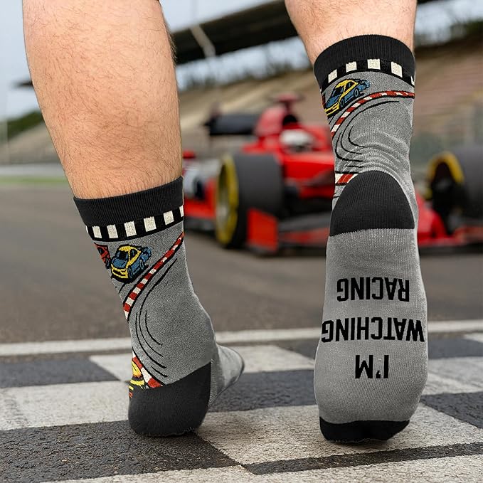 VICRAZY Racing Car, Sport Car Socks for Men, Women - Formula 1 Gifts, Racing Socks, Stocking Stuffers for Men, Women