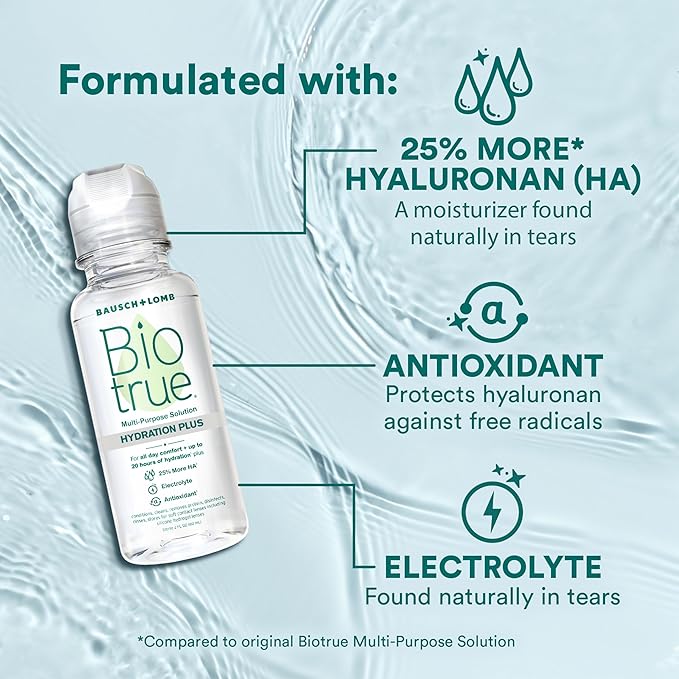 Biotrue Contact Lens Solution, Multi-Purpose Solution for Soft Contact Lenses, Lens Case Included, 2 FL OZ Travel Size