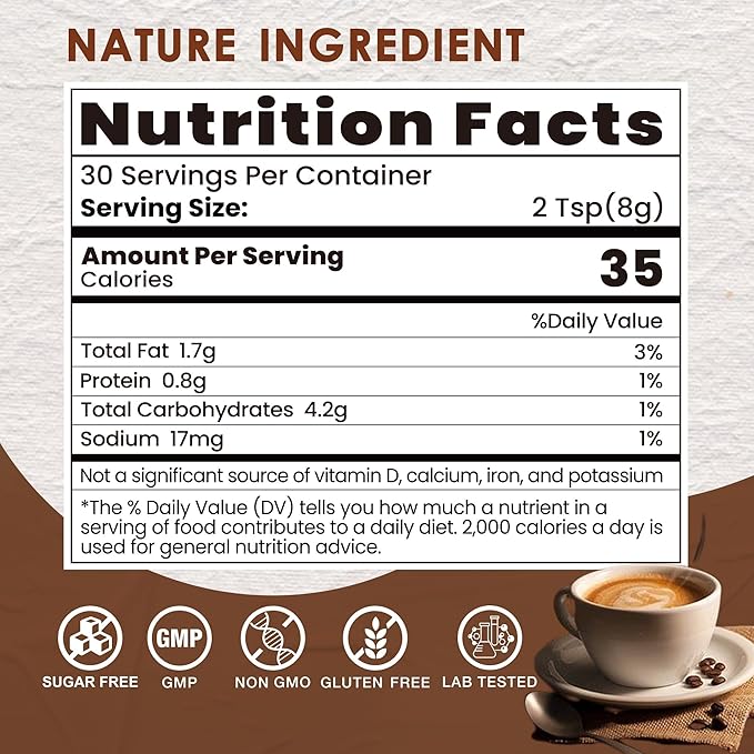 Mushroom Hot Chocolate Mix, Cacao Powder, 10 Mushrooms | Lion's Mane, Reishi, Chaga, L-Theanine | Coffee Alternative for Calm Sleep, Mood Enhancement, Sugar Free, 8.5 Oz