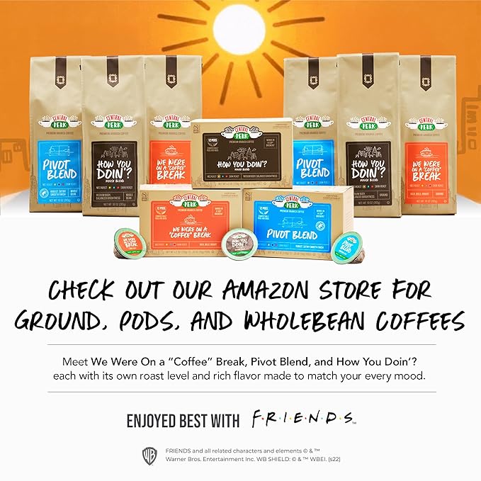 Central Perk Dark Roast Whole Bean "We Were On A Coffee Break" Blend - 100% Arabica Coffee with Nutty, Smoky, Dark Chocolate & Caramel Flavors, 10oz Bag