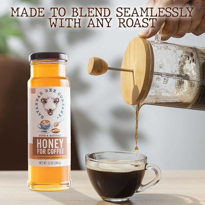 Savannah Bee Honey for Coffee - Natural Sweetener - Perfect to Off Set Bold Coffee Flavor