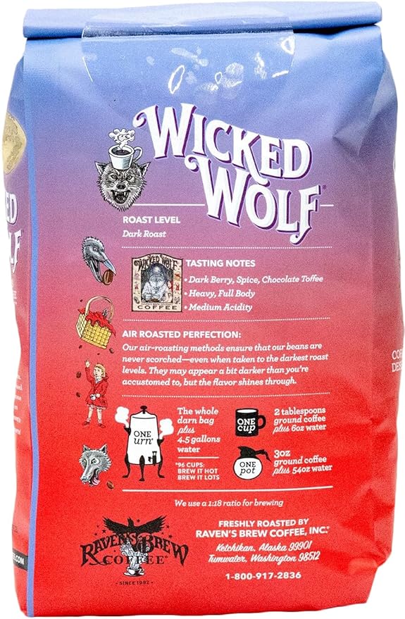 Raven's Brew Coffee Full Bodied Coffee Dark Roast Ground - Wicked Wolf 2lb