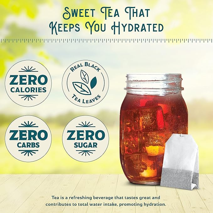 Southern Breeze Hot Brew Sweet Tea Original Iced Tea with Black Tea and Zero Carbs Zero Sugar, 22 Individually Wrapped Family Size Tea Bags, Pack of 2