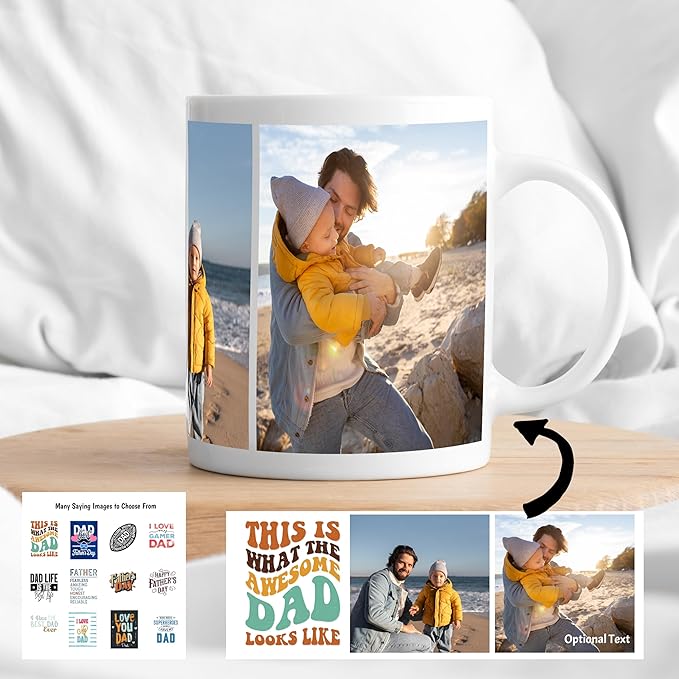 Custom Photo Ceramic Coffee Mug, Jumbo Sized-20oz, Glossy or Matte Finish (Dad)