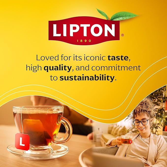 Lipton Lemon Ginger Tea Bags, Caffeine Free Tea, Refresh Fruit and Herbal Tea, Individually Wrapped, 80 Total tea Bags (20ct - Pack of 4)