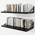 Deep Wall Shelves 30"W x 12"D Engineered Wood Floating Shelves for Wall, Sturdy Metal Bracket Bookshelves Home Decor Storage for Living Room Bedroom Bathroom Kitchen, Set of 2, Black Finish