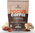 Focus Coffee Mushroom Blend, Nootropic Complex Coffee, Supports Alertness and Clarity, (Lion’s Mane, Cordyceps, Turkey Tail) Green Coffee Bean Instant Coffee for Focus & Gut Health, 30 Servings