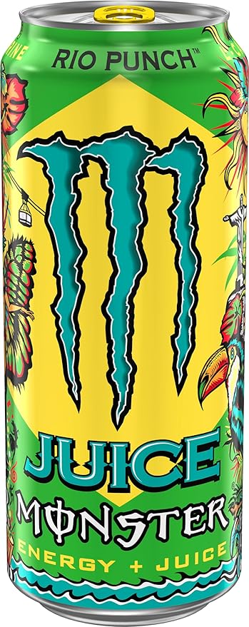 Monster Energy Juice Rio Punch, Energy + Juice, Energy Drink, 16 Ounce (Pack of 15)