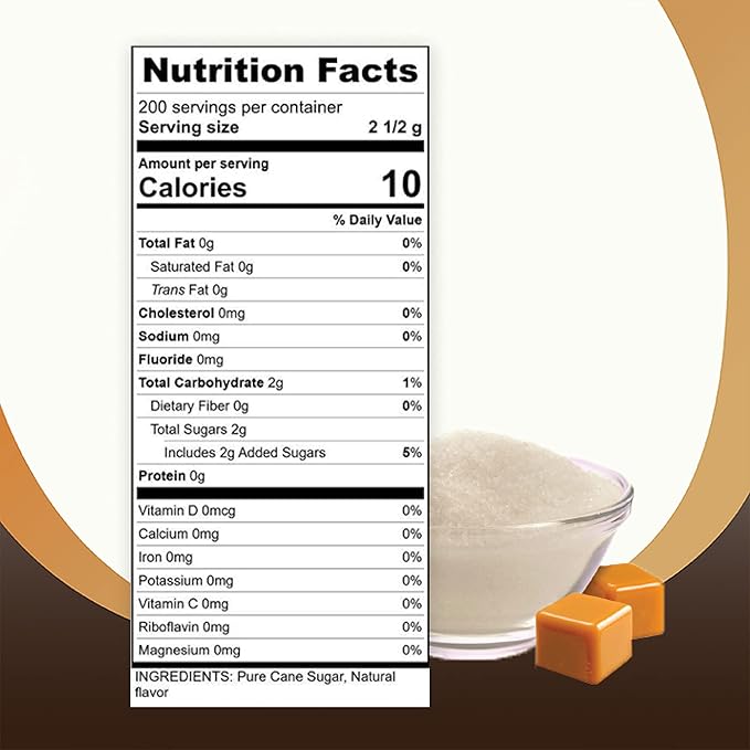 Javamelts Caramel Flavored Sugar Packets | Pure Cane Sugar for Baking, Coffee Syrup Substitute, Cocktails, Tea | Non GMO, Non Dairy, Gluten Free, Kosher | 200 Bulk Sugar Packets