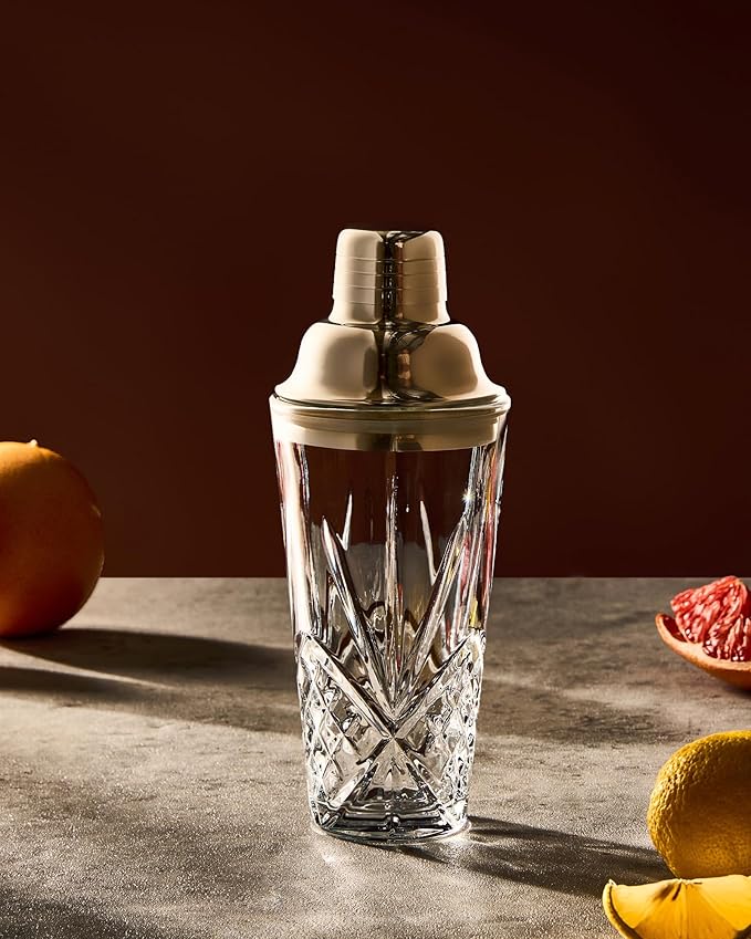 Glass Cocktail &Martini Shaker, 15oz Cutting Design - Exquisite Mixing for Elevated Mixology. Better for Crafting Artisan Esepresso,Juice,Mocktail. (Including Shaker & #SS304 Copper Pourer)