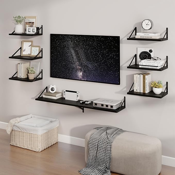 Axeman Black Floating Shelves for Wall - 36 Inch Wide x 10 Inch Deep Floating Shelves Set of 2 -Black Wide Wall Shelves for Living Room Bathroom Bedroom