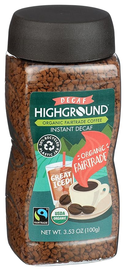 Highground Organic Decaf Instant Coffee, Vegan, 3.53 Ounces (Pack Of 6)
