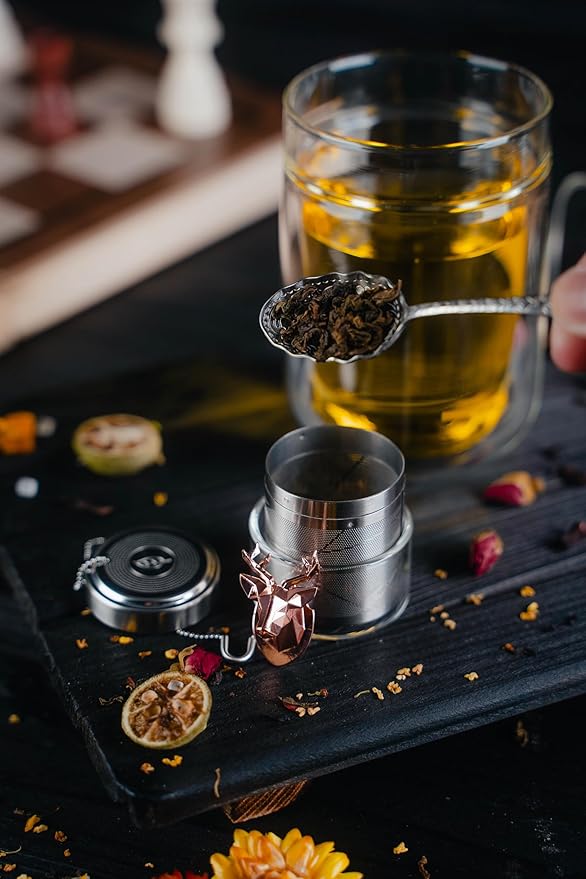 Tea Strainers For Loose Tea Stainless Steel Tea Ball Infuser Tea Ball For Loose Leaf Tea Infuser For Loose Leaf Tea Loose Leaf Tea Steeper Cute Tea Infuser Gift (DeerHead)