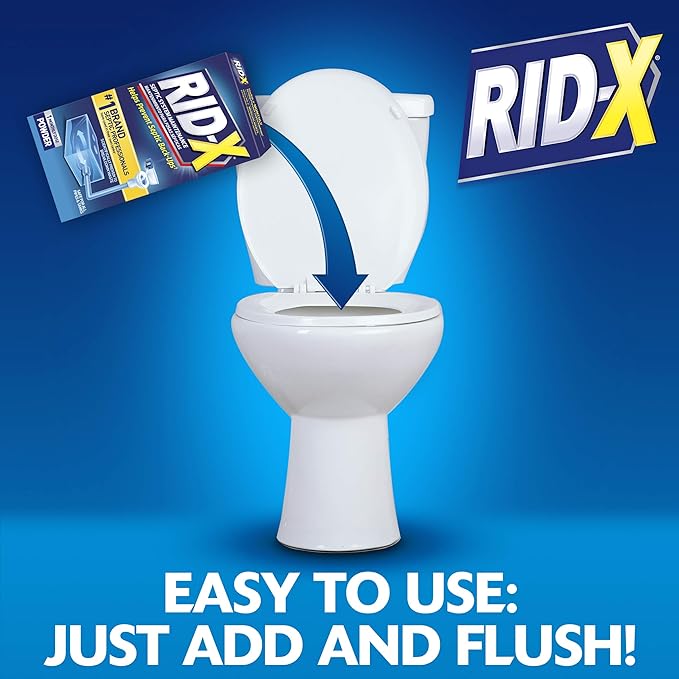 RID-X Septic Tank Treatment Powder – 3 Month Supply, Dual Action Enzymes and Bacteria to Break Down Waste & Prevent Backups