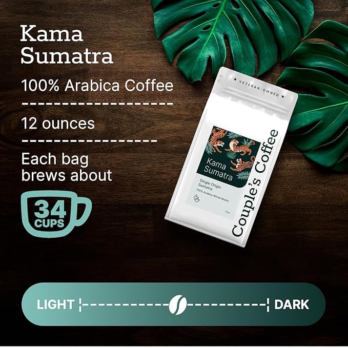 Couple’s Coffee Whole Bean Coffee | Single Origin Sumatra Dark Roast Coffee | Whole Bean | Gives Back to Military Families | Made with 100% Arabica Beans | 12oz