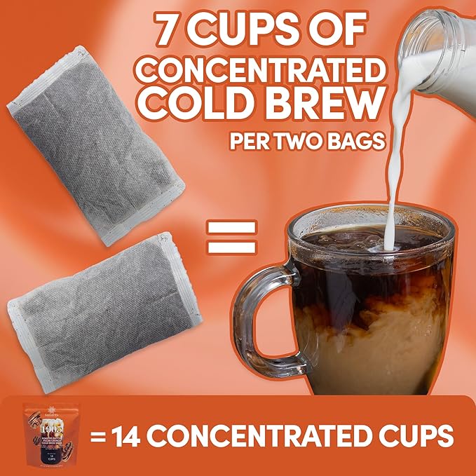Sarasota Coffee 1905 Cold Brew Coffee Bags | Roasted Butter Pecan Crunch | Blonde-Medium Roast | Low Acid & Smooth | Ground Filter Packs | Cold Brew Kit Makes 14 Cups | Rich Nutty Notes