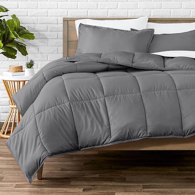 Bare Home Comforter Set - Super King Size - Ultra-Soft - Goose Down Alternative - Premium 1800 Series - All Season Warmth (Super King, Grey)