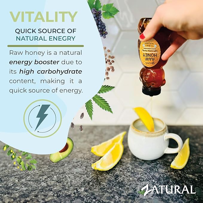 Zatural 100% Pure Natural Honey | Premium Unfiltered Sweetener & Food Ingredient | Ideal for Beverages, Baking & Culinary Use (12 Ounces)