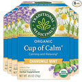 Traditional Medicinals Tea, Organic Cup of Calm, Calming & Relaxing with Chamomile Mint, Kosher, Non-GMO, Caffeine-Free, Compostable - 96 Tea Bags (6 Pack)