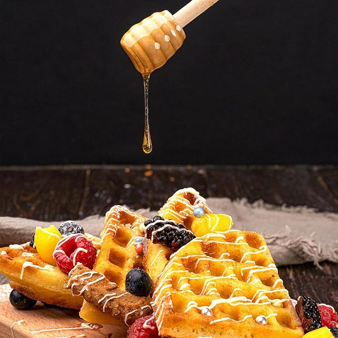 Wooden Honey Dipper Sticks, 3Pcs Mini Honey Spoon for Honey Jar Dispense Mixing Stirrer